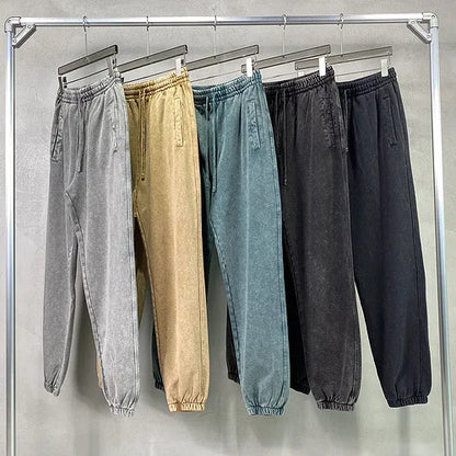 Vier Jahreszeiten Neue Mode Für Männer Casual Trendy Amerikanischen Gewaschen Gewachst Lose Einfarbig Hosen Gerade Jogger Hosen Männliche Hosen
