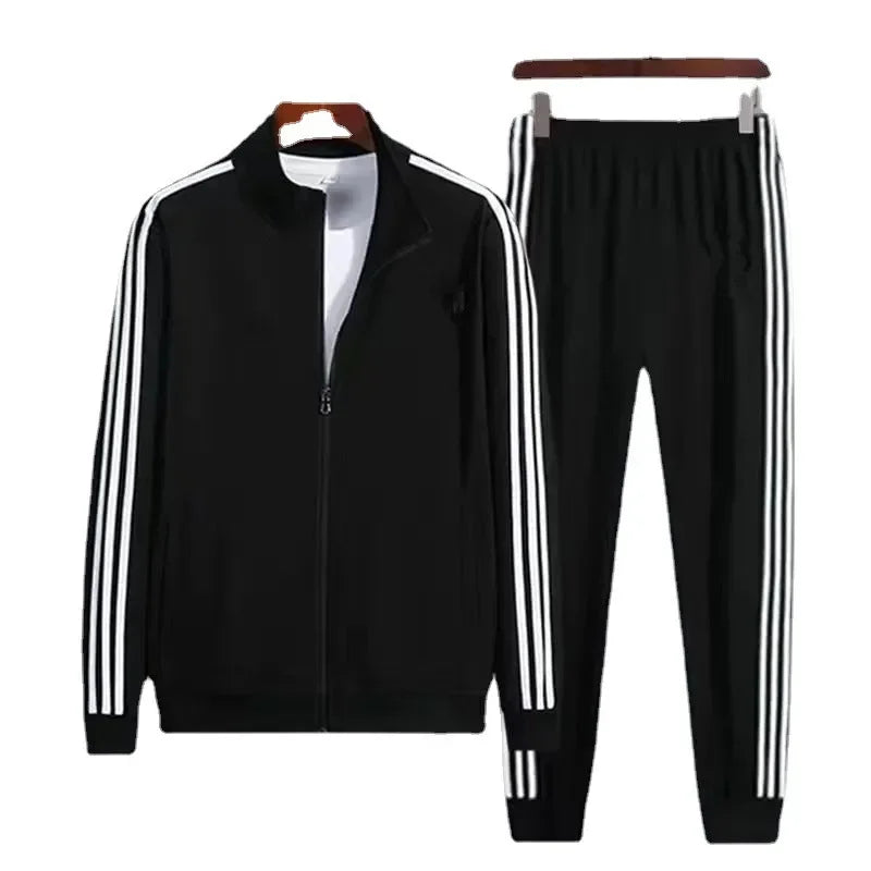 Men's Long Sleeve Running Suit Set Stand Collar Morning Run Versatile Slim Fit Sportswear Two Piece Popular Cross-Border.