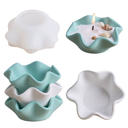 Curved Edge Bowl Silicone Mold DIY Handmade Gypsum Concrete Casting Scented Candle Cup Jewelry Storage Mold Craft Gift Home Deco.