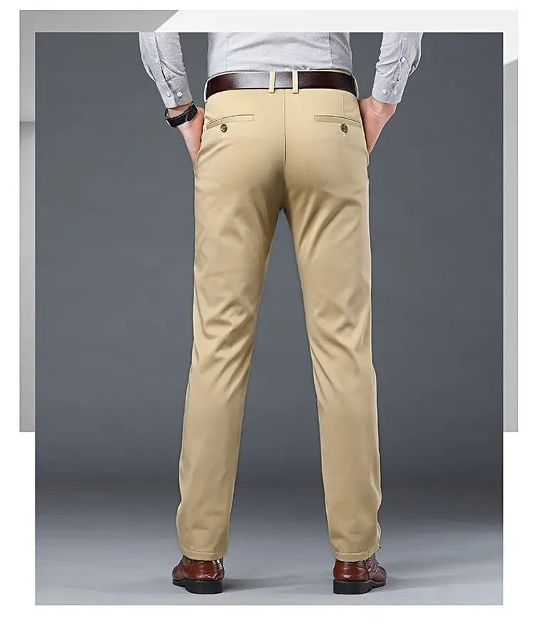 Summer Thin Men's Slim Suit Pants Fashion Business Casual Cotton Green Black Khaki Trousers Male Brand Clothing 30-40.