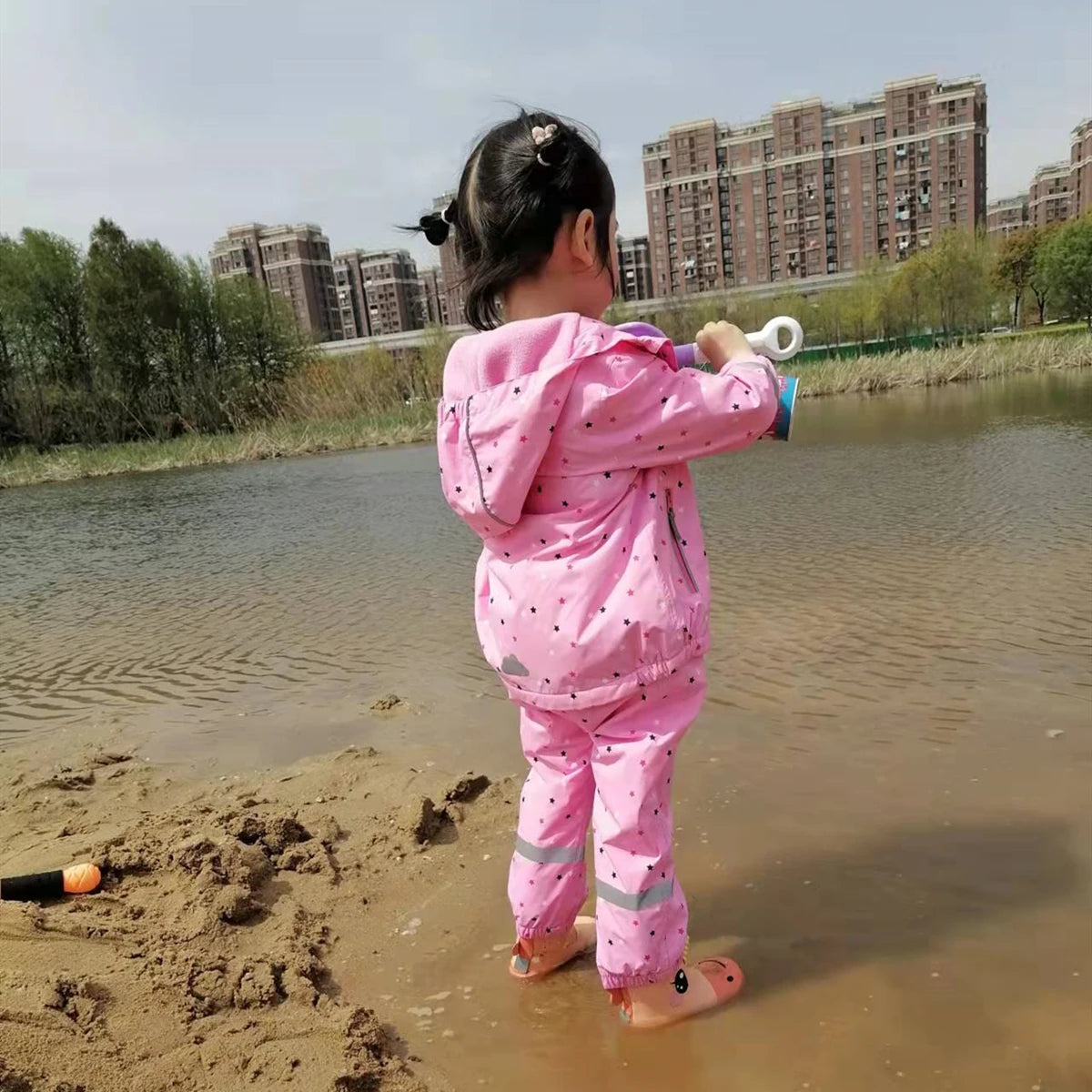 HONEYKING Children's Clothing Sets Raincoat Suit Baby Waterproof Overalls Pants Girls Jumpsuit For Kids Jacket And Trousers Set.