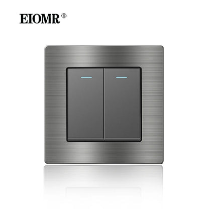 EIOMR Frankreich Standard-Steckdose, graue Aluminiumlegierung, Lichtschalter, RJ45, Fernseher, 220 V, 16 A, Wandsteckdosen für Haushaltsgeräte