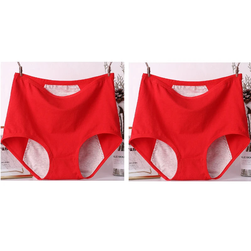 2pcs Girl Menstrual Panties Women's Physiological Briefs Ladies Period Leak Proof Panty High Waist Cotton Underwear