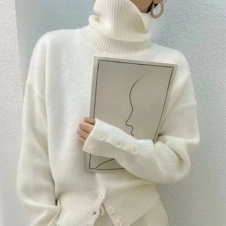 Turtleneck Pullover Sweater Women Knitted Shirts Autumn Winter Female Fashion Long Sleeve Elastic Casual Sweaters Tops Knitwear.