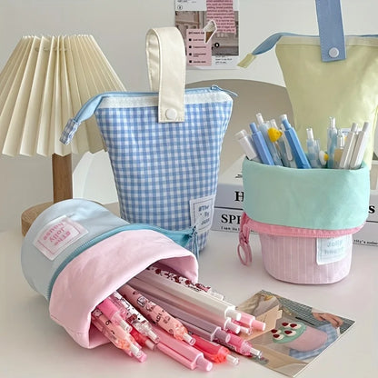 Jolly House Federmäppchen mit großem Fassungsvermögen, Schreibtisch-Organizer aus Stoff mit Reißverschluss, Stifthalter für Schule, Büro, Reisen.