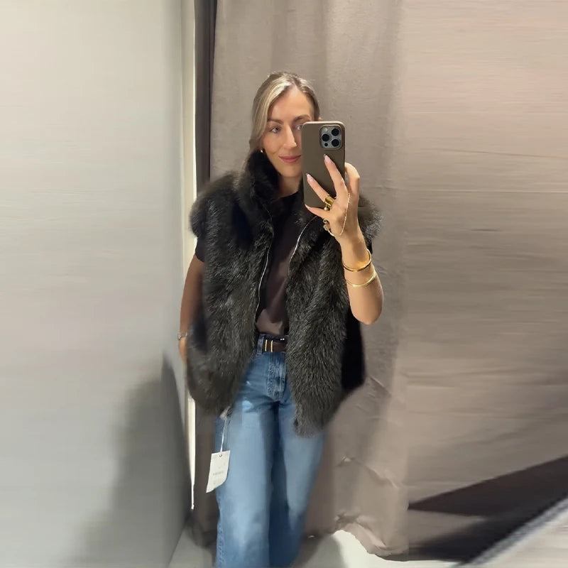 Chic Faux Pelz frauen Mäntel Elegante Revers Binden Gürtel Verdicken Volle Hülse Weibliche Jacken 2025, Herbst Winter Neue dame Streetwears