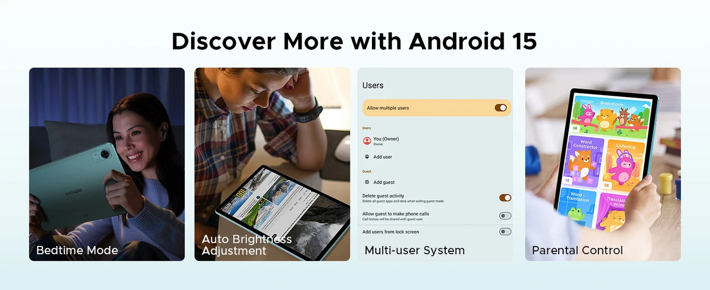 Doogee Tab E3+ 2 in 1 Tablet Pc Gemini Ai 12"" 2K Display Android 15 32Gb Ram(8+24) 256Gb Rom 8800Mah Battery Helio G100 Tabletpc