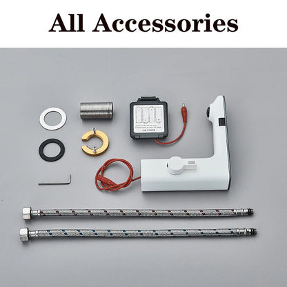 Touchless Sensor Basin Faucet Smart Digital Display Bathroom Sink Faucet Grey Sense Hot Cold Water Mixer Tap Battery Power