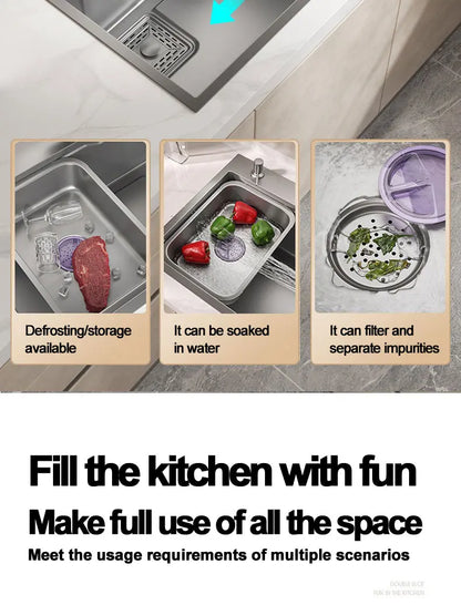 Thickening 304 stainless steel nano-coated Kitchen Sink Large-Capacity Single Sink Wear-Resistant Grey tank