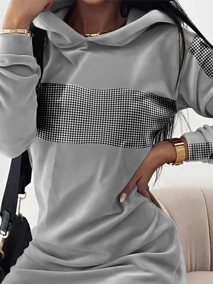 Women Long Sweater Dresses LOVE Print Hooded Loose High Collar Sweatshirts Long Sleeve Pullover Fall Winter Y2K Street Style Top.