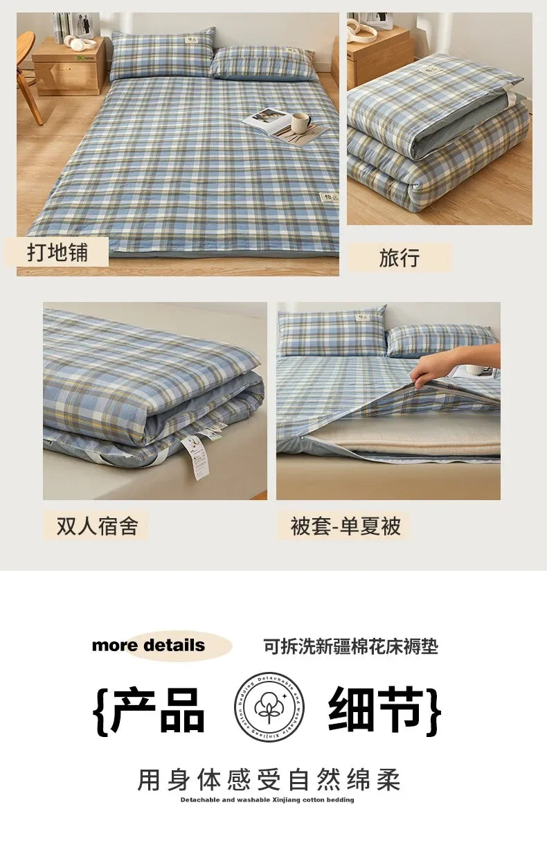 2024 removable and washable Xinjiang cotton mattress mattress fish scale net thickened winter quilt student dormitory mattress.