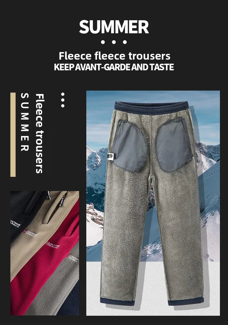 Winter Fleece Ski Pants Men's High Quality Extreme Cold Wool Thick Warm Trousers Women New 2025 Outdoor Camping Work Sweatpants.