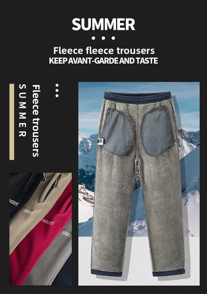 Winter Fleece Ski Pants Men's High Quality Extreme Cold Wool Thick Warm Trousers Women New 2025 Outdoor Camping Work Sweatpants.