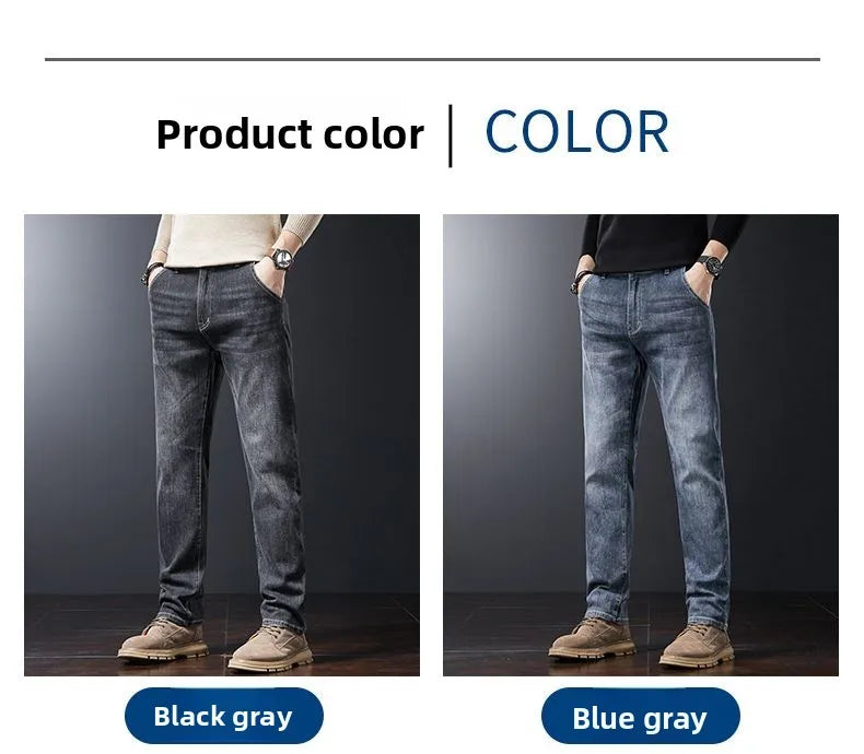 Autumn Winter Men's Fashion Casual Stretch Straight-leg  Jeans Men Streetwear Denim Jogger Pants Men Baggy Harem Jean Trousers