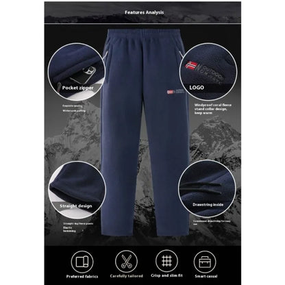 Men's Polar Fleece Pants Winter Thicken Warm Casual Fleece-Lined Jogging Sweatpants Men Loose Oversized Straight Trousers Male.