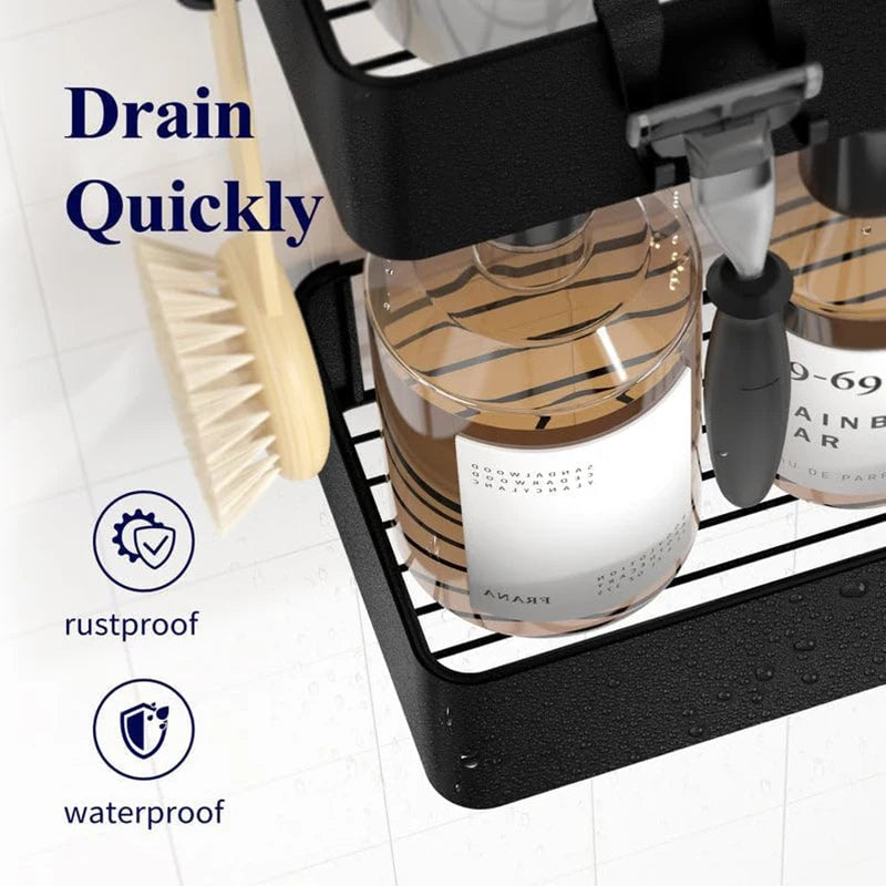 Großer Duschkorb, 2er-Pack, selbstklebender Dusch-Organizer, bohrfreie Duschregale für Innendusche und Badezimmer