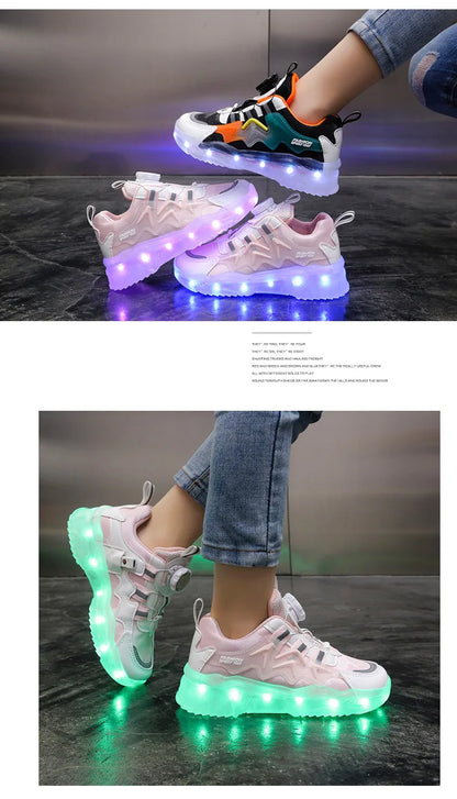 Children Fashion Kids Led Shoes for Girls Usb Charging Sneakers Outdoor Sport Footwear Boys Luminous Shoes 2023 Glowing Sneakers