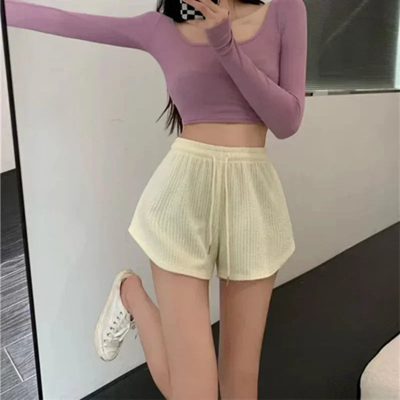 Women Gym Fitness Running Shorts Women's Summer Thin Style Loose Casual Large Size Wide Leg High Waist A-word Sports Hot Pants.