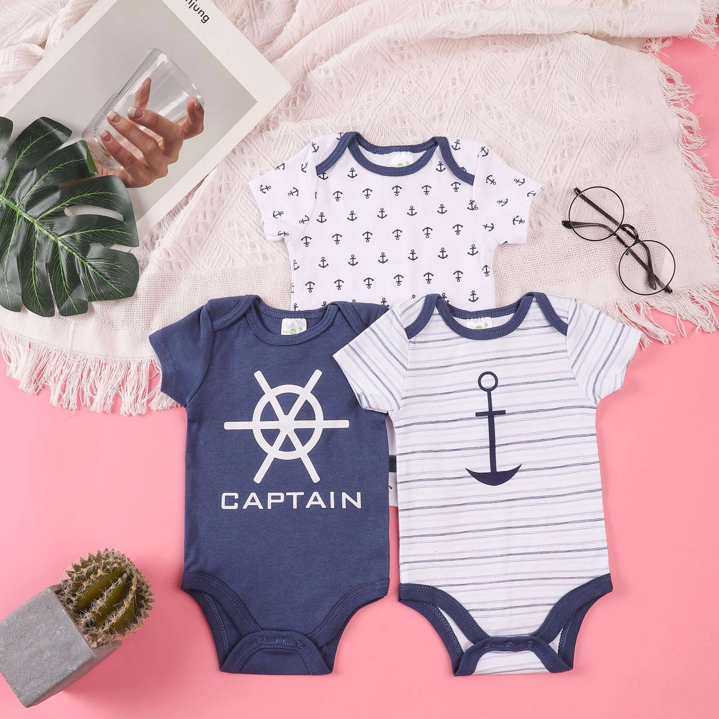 3PCS Sommer Jungen und Mädchen Nette Muster Hoodie Set Kurzarm Dreieck Overall Neugeborenen Baumwolle Bequeme Overall Pyjamas