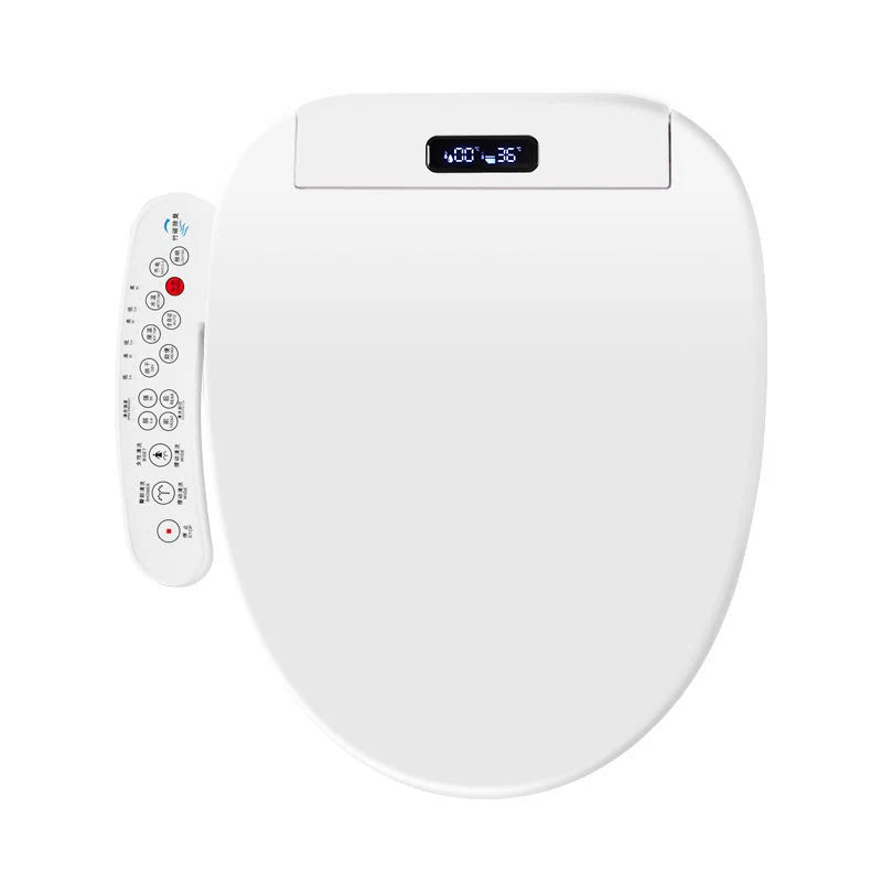 Intelligenter, länglicher Toilettensitzbezug – beheizt, wassersparend, automatische Reinigungsdüse, langsam schließend, trocken, LED-Licht für modernes Badezimmer