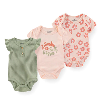 Kiddiezoom 3-teiliges Sommermode-Cartoon-Body für Jungen und Mädchen, weiche Onesies für Neugeborene