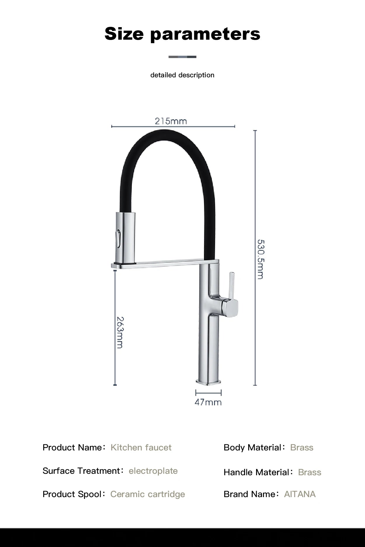 High end black brass kitchen faucet magnetic suction design 2 function single handle cold and hot dual control sink faucet