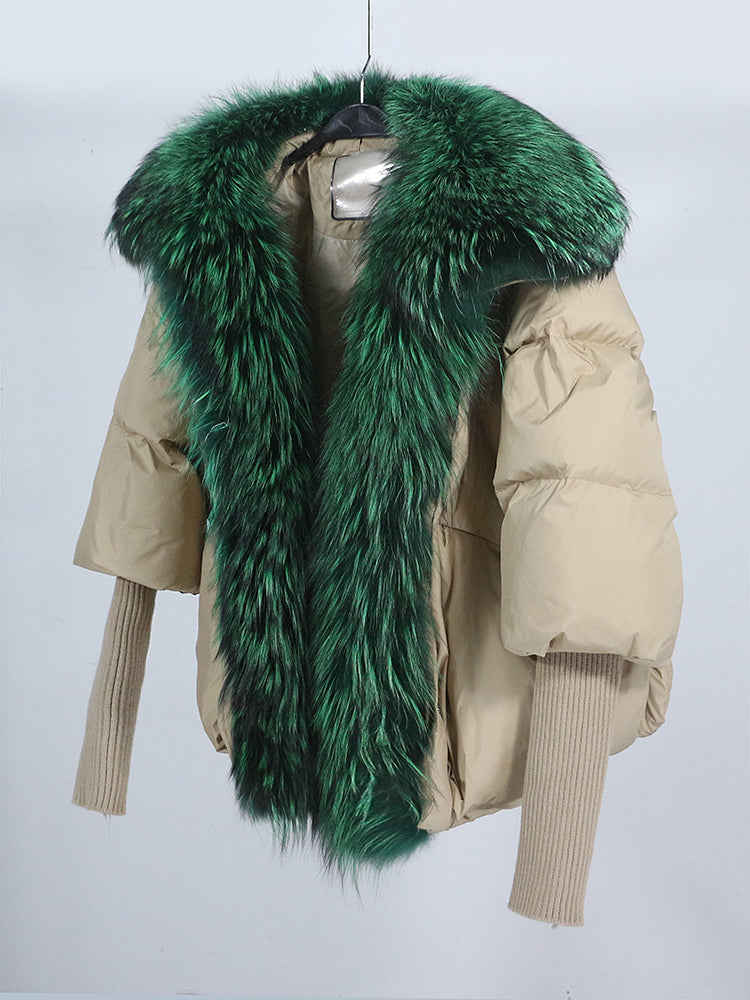 Lose Natürliche Echt Fox Pelz Kragen Mantel Dicke Neue Europäische Mode Weiße Ente Unten Jacke Winter Frauen Warme Luxus Oberbekleidung