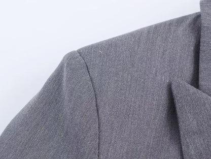 HH Frau Mode Vielseitige Lange Ärmel Zweireiher Tasche Dekoration Blazer + High Street Casual Pendeln Hose 2-teiliges Set