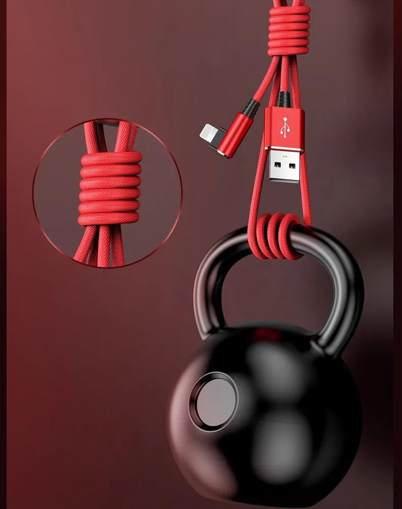 For Gaming Elbow Fast Charger Cable for iPhone 14 8 7 6S Plus 13 12 mini 11 Pro XS Max XR X 90 Degree Braided USB Charging Cable.