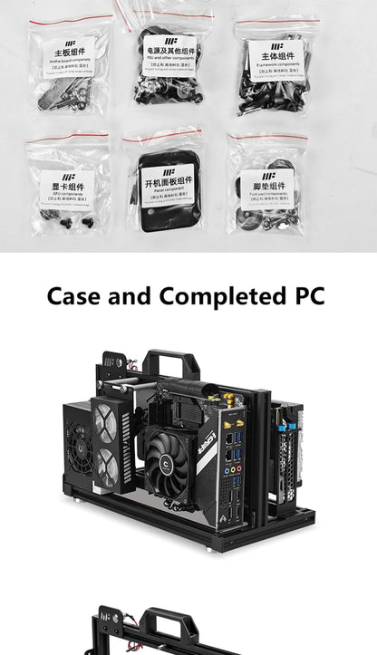 METALFISH Aluminum ITX A4 Open Frame MINI Case Support MINI-ITX Mainboard GPU Vertically 240Liquid Cooler Gamer DIY Cabinet.