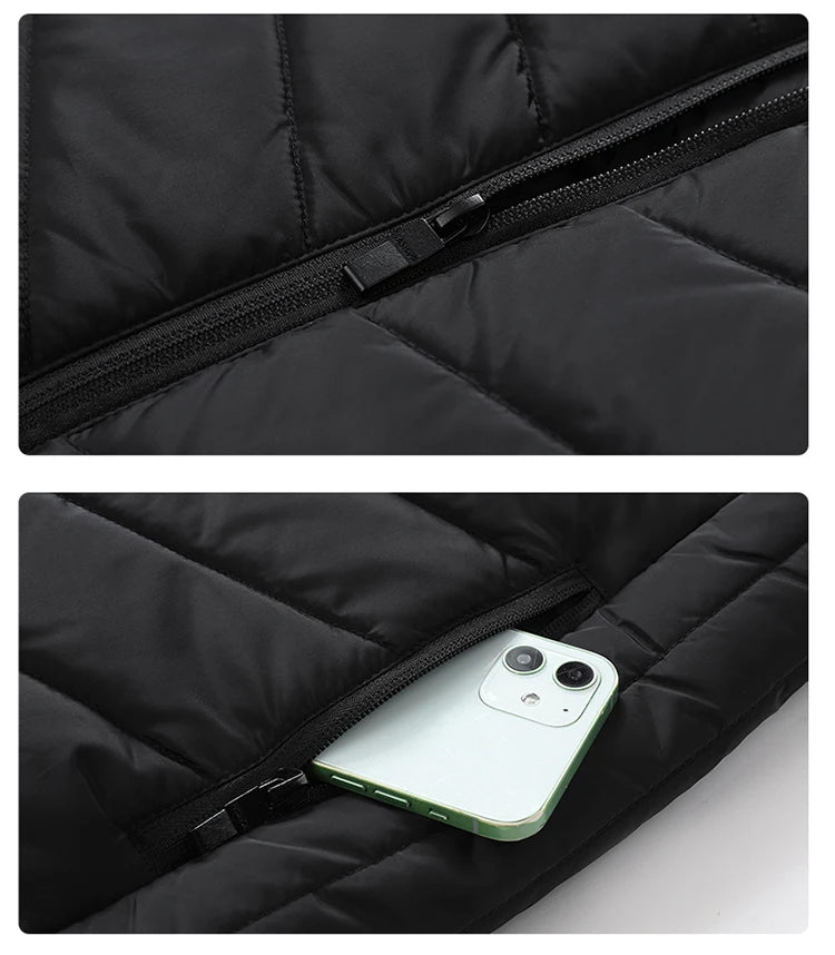 21 Zone Heating Vest Mens USB Infrared Thermal Jacket Smart Heated Clothes New Winter Cold-proof Thick Sleeveless Coat Hiking