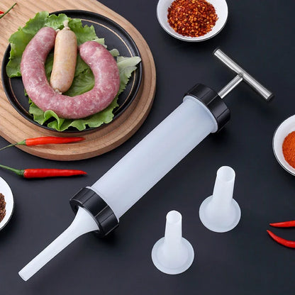 Manual Sausage Stuffer - Hand Crank Salami Maker with Metal Gears, Home Kitchen Filling Tool & Accessories (Vertical).