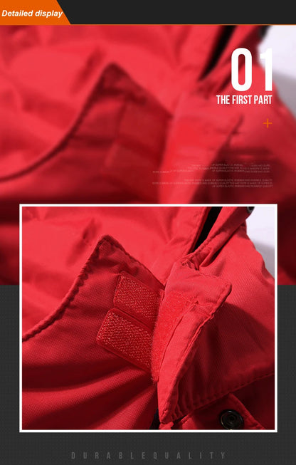 Warm Jacket Men's Plus Size L-9XL Winter Plus Velvet Thickened Cold-proof Outdoor Red Black Blue Hooded Mountaineering Suit.