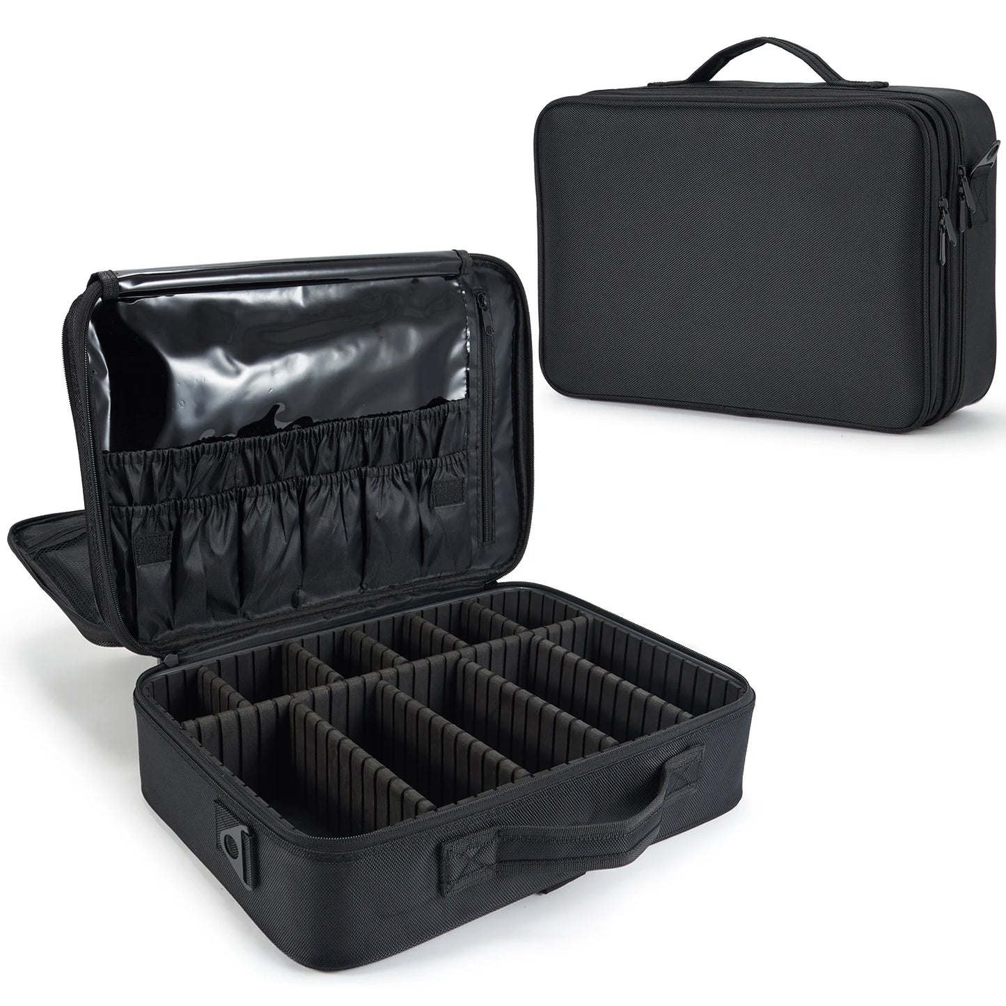 Professional Makeup Bag Extra Large Cosmetic Train Case Make Up Brush Organizer Storage Box Manicure Artist Bags with Dividers.