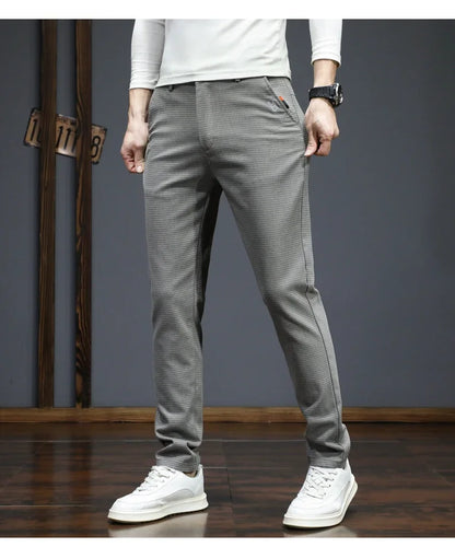 Autumn Winter New Men's Casual Pants Korean Fashion Stretch Straight Slim Fit Trousers High Quality Sweatpants Solid Color Male.