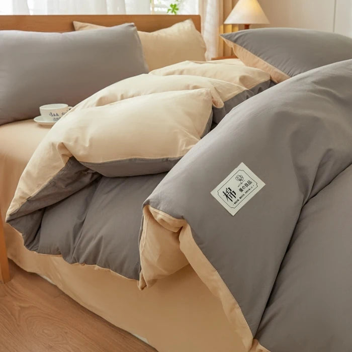 2025 new solid color matching pure cotton quilt cover bed four-piece set student dormitory 3-piece set available in all seasons