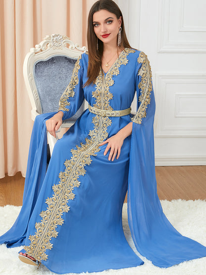 Eid Marokko Party Kleid Muslimische Frauen Abaya Kleider Langarm Abayas Dubai Türkei Islam Kaftan Robe Longue Vestidos Largos 2025.
