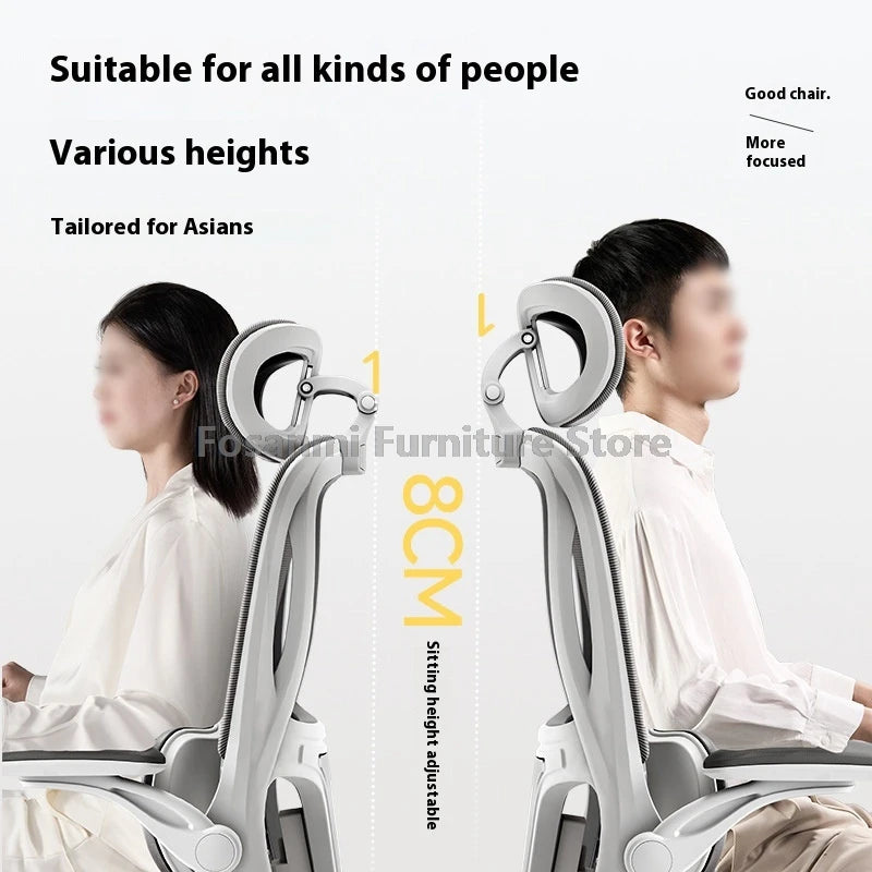 Verstellbarer, ergonomischer Liegestuhl für das Heimbüro mit Fußstütze, atmungsaktive Mesh-Computer-Gaming-Drehstühle mit Lordosenstütze