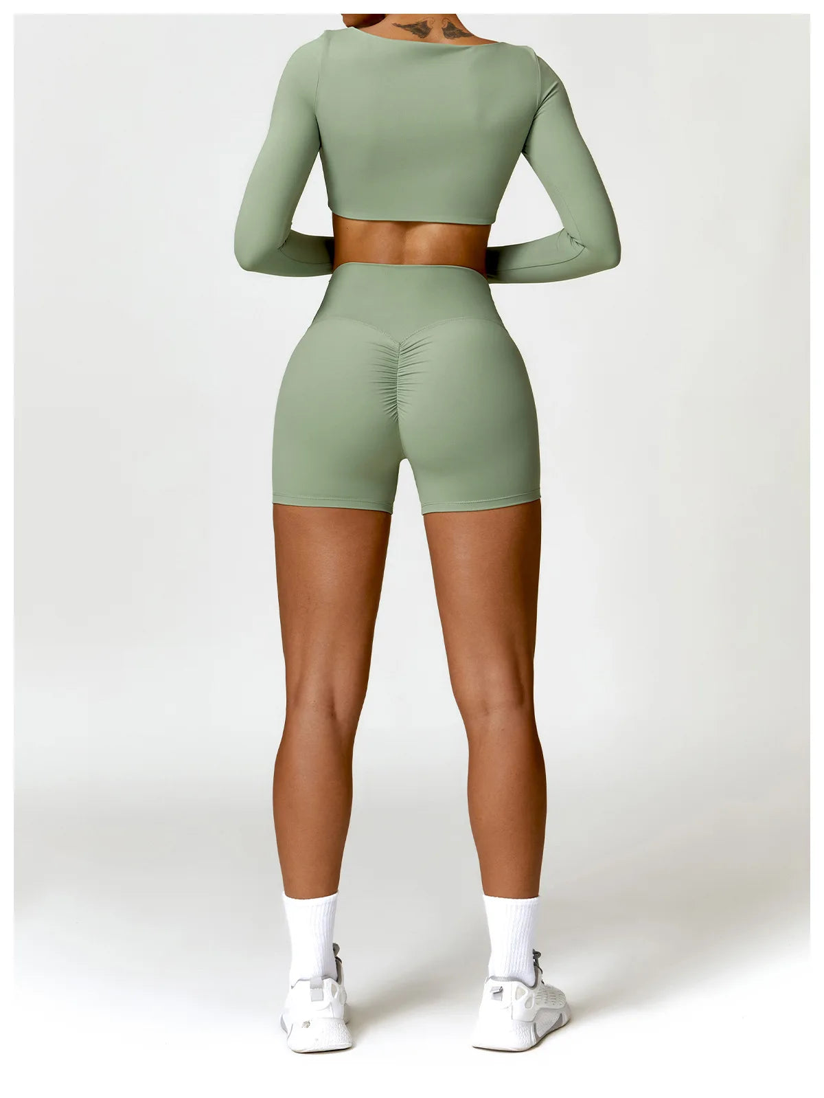 Hearuisavy Casual Quick Dry Sportswear Women Square Neck Gym Top Women Fitness Sports Crop Top Female Long Sleeve Yoga Clothing