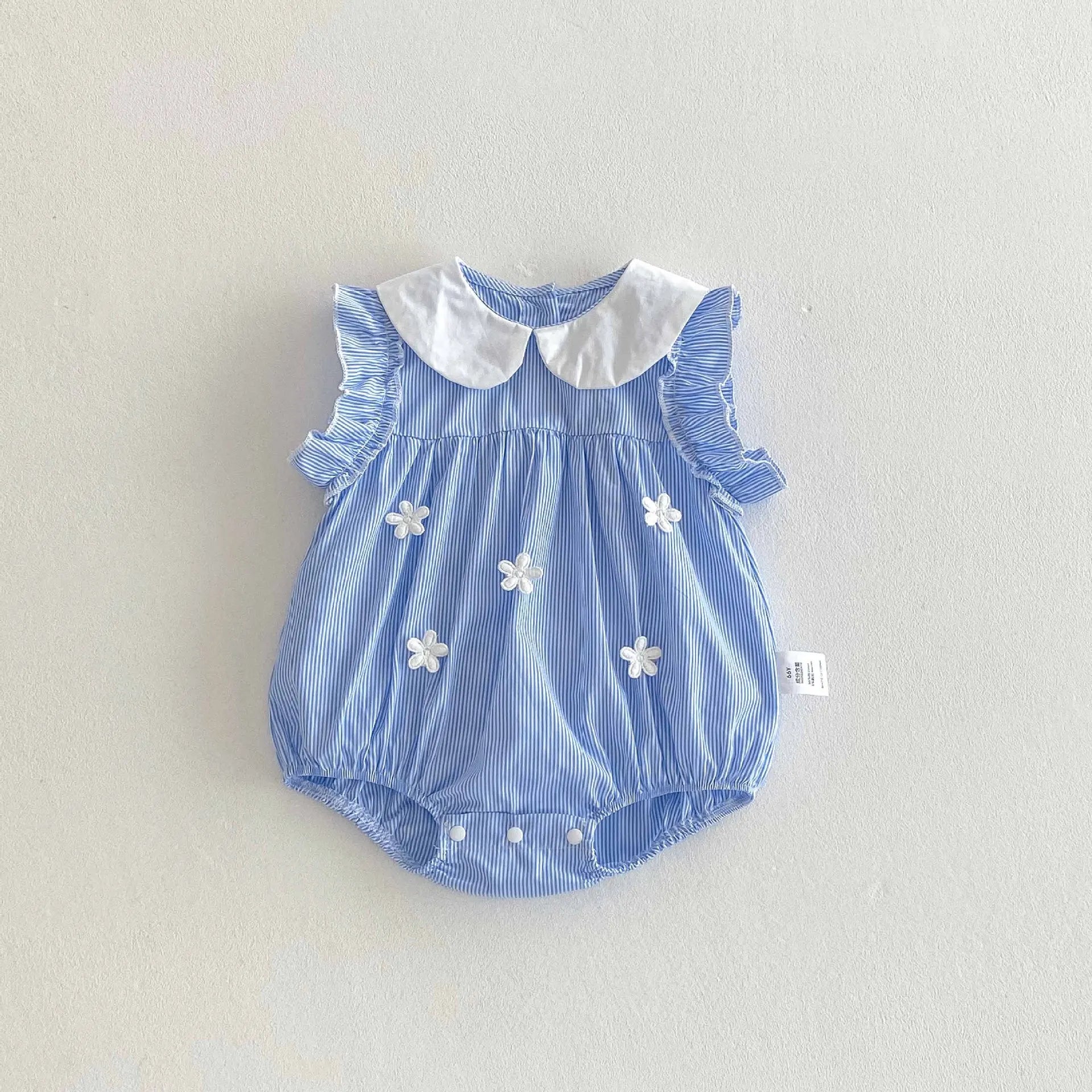 Babykleidung 2025, Sommer-Baby-Body für Mädchen, Baumwolle, ärmellos, für Kleinkinder, blau, weiß, gestreift, Einteiler, süßes Kleinkind-Einteiler.