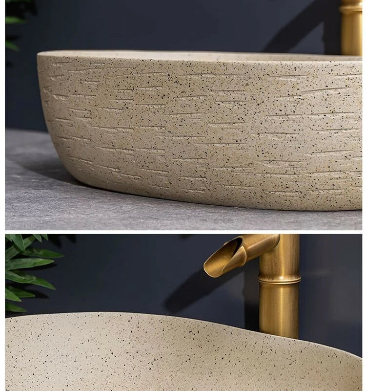 48 x 36 x 15 cm Jing De Zhen modernes Badezimmer-Waschbecken im nordischen Stil zum Waschen von Händen und Gesicht, minimalistisches Design, individuell