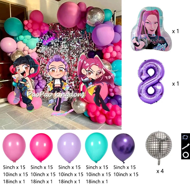Kpop Dämonenjäger Themen Mädchen Geburtstag Luftballons Dekoration Anzahl Ballon Partyzubehör Babyparty Film Halloween Ballon