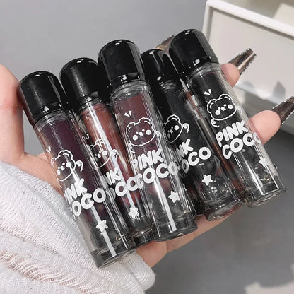 Dark Black Mirror Water Lip Gloss Moisturizing Juice Glass Tea Brown Red Lipsticks Lasting Non-stick Cup Korean Makeup Cosmetics.