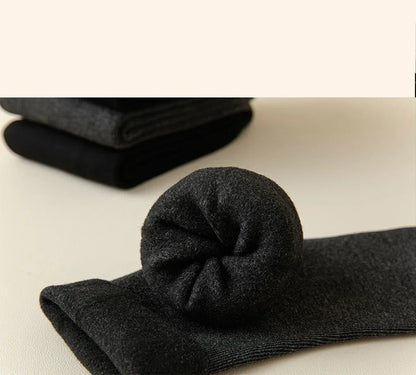 2 Pairs Men Winter Socks Warm Thicken Thermal Snow Boots Solid Color Floor Socks Soft Outdoor Anti-Cold Cashmere Socks.