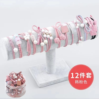 50/12PCS  Women Elastic Hair Ties Pearls Fashion Girls Scrunchies Ponytail Holder Rubber band Hair Rope Hair Accessories