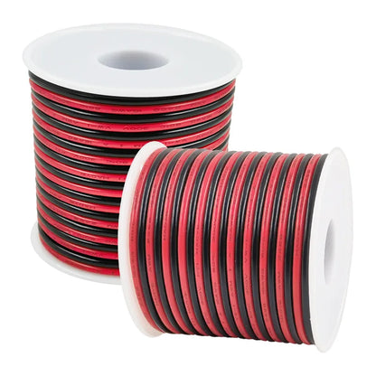 10M~50M 16 18 20 22 24 26 28 30AWG 2Pins Copper Wire DIY LED Lamp Connector Red & Black Flat Ribbon Cable 300V 80C.