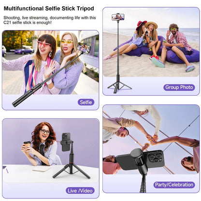 Selfie Stick for iPhone Phone 52" Wireless Selfie Stick Tripod Stand with Remote for Cellphone Video Recording Travel Vlog.