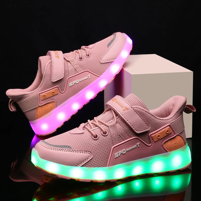 Children's Casual Shoes LED USB Charging Luminous Glowing Sneakers for Boys Girls Led Sneakers with Luminous Sole Lighted Shoe C.