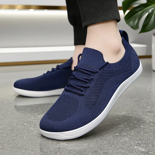 Wide Barefoot Shoes for Men Trendy Black Mesh Casual Walking Sneakers Breathable Non-Slip Minimalist Casual Wide Toe Men Shoes.