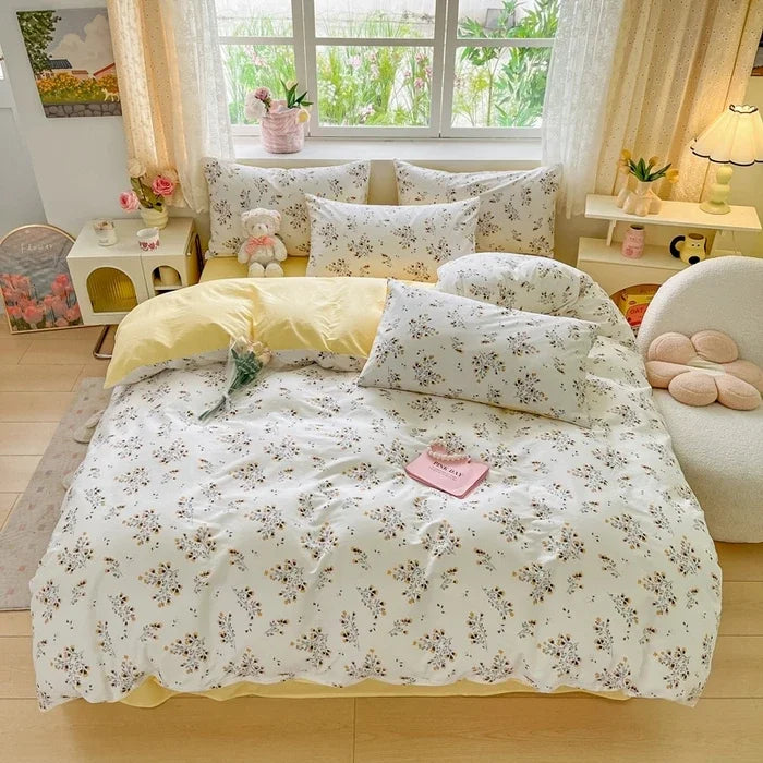 2025 new Cotton Duvet Cover Set with 2 Pillowcases 1 bed sheet - Elegant & Breathable Bedding Set,Fade-Resistant, Multiple Sizes